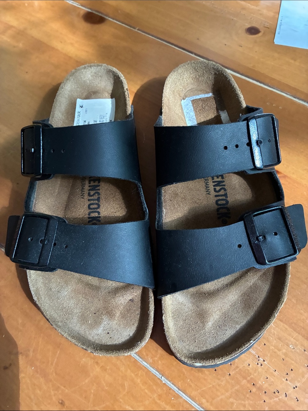 Birkenstock Black Two-Strap Cork Footbed Sandals